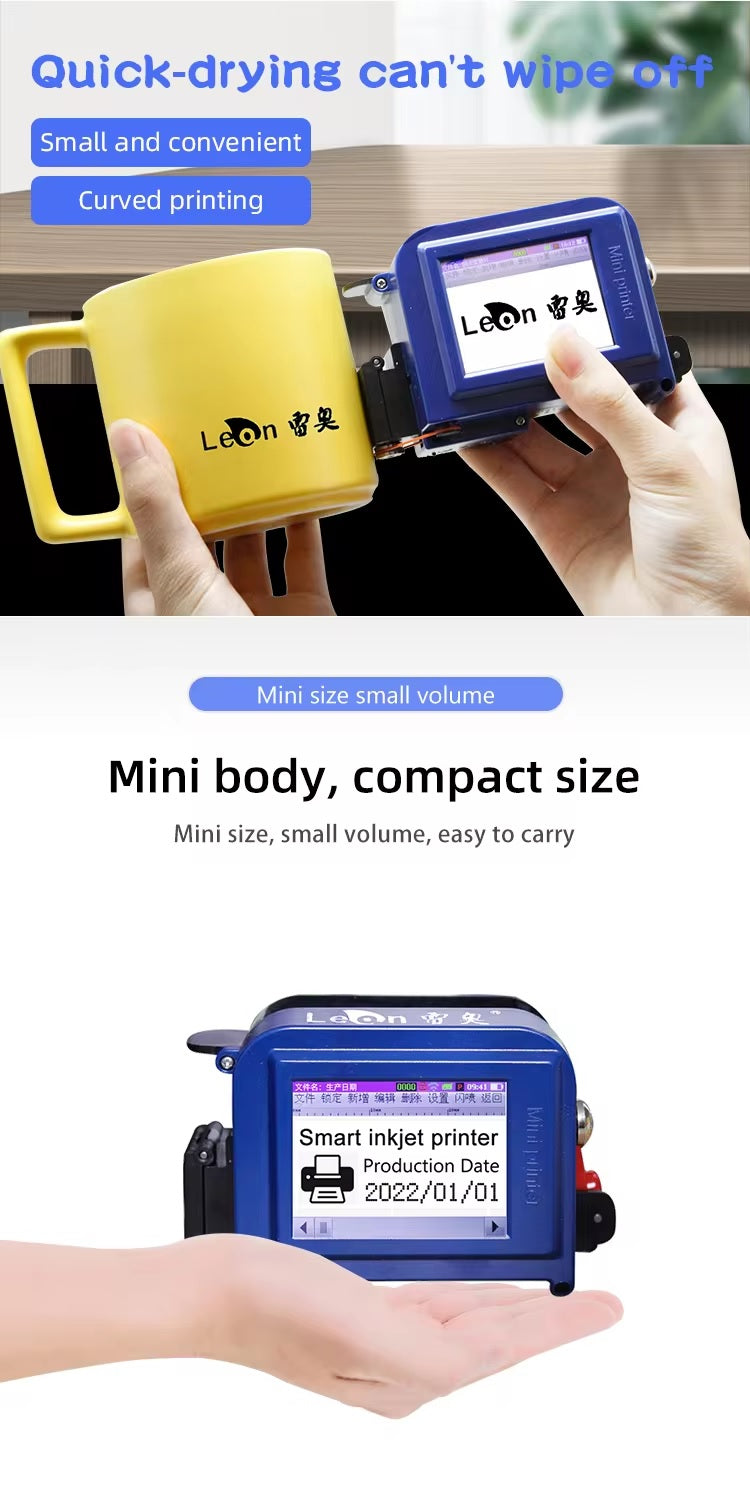 ADAK CP12 Mini Handheld Inkjet Printer - Portable 12.7mm Batch Coding Machine | 600dpi High Resolution | USB Interface | Commercial Goods Printing
