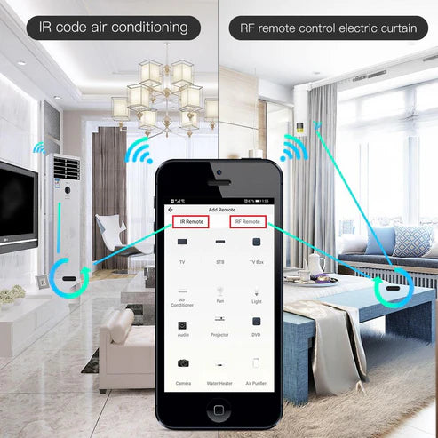 MOES WiFi RF IR Smart Home Universal Remote Controller for TV, Air Conditioning, Appliances, and More, Compatible with Tuya/Smart Life App and Voice Control via Alexa and Google Home