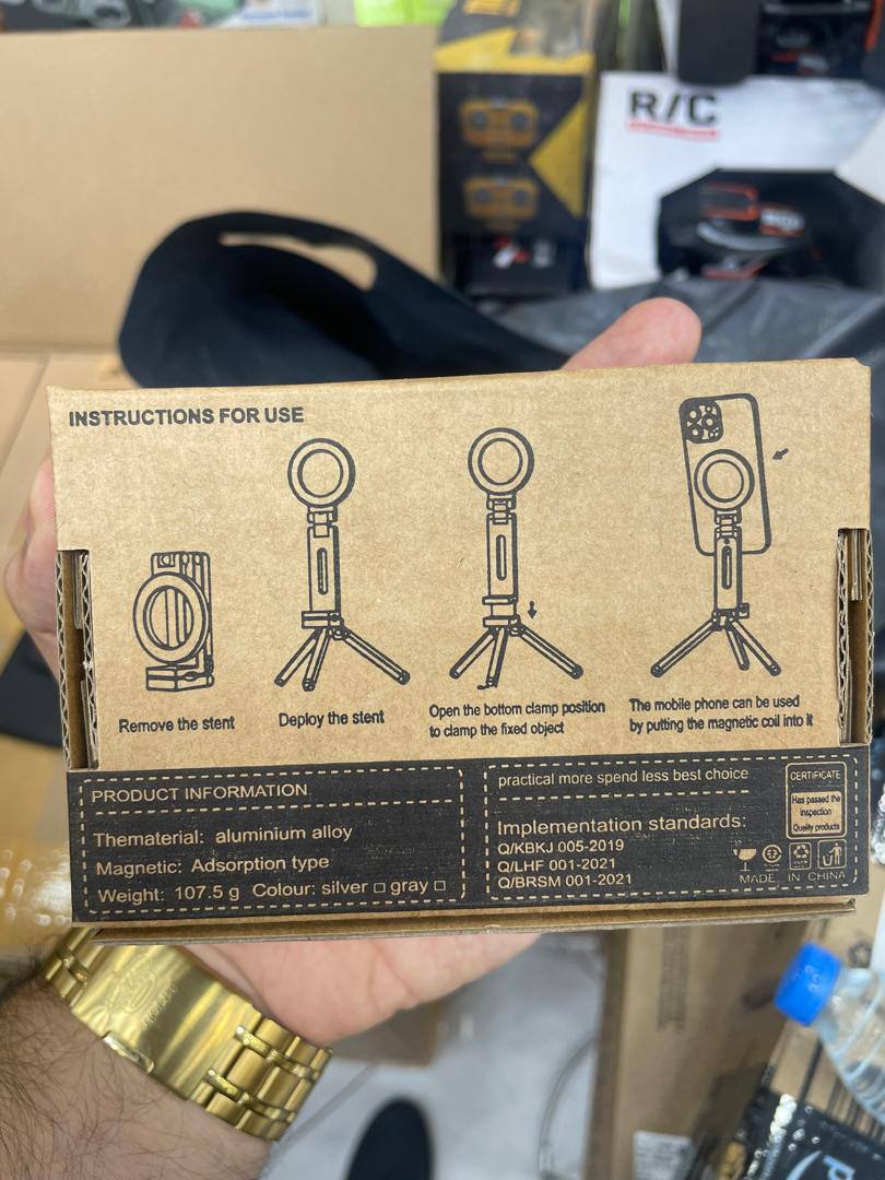 4-in-1 Magnetic Cell Phone Stand (Tripod, Clamp, Desk) - 360° Flexible Aluminum Alloy Foldable Holder for Vlogging & Live Streaming