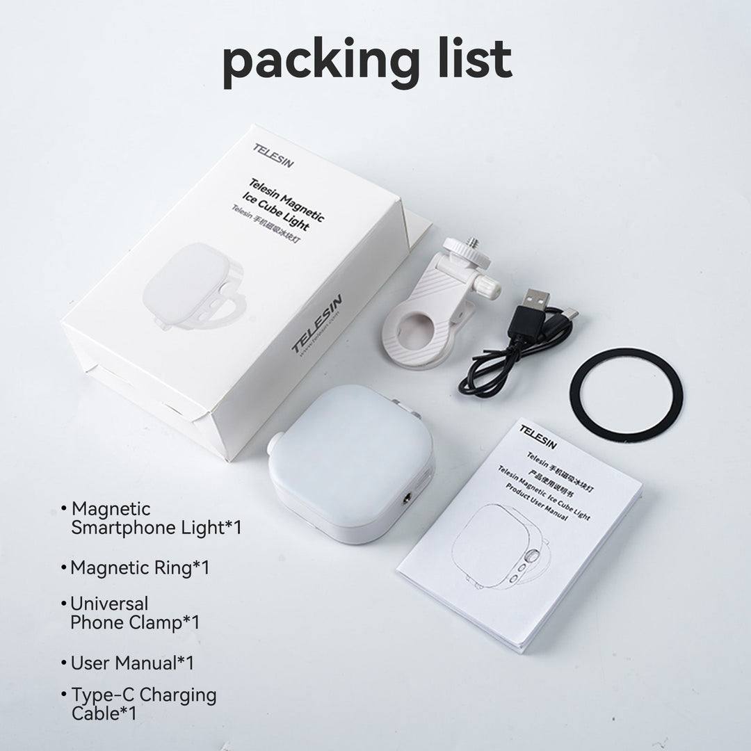 📸TELESIN Magnetic Ice Cube Light P5-BGD-03 | Portable Rechargeable LED Light for MagSafe & Mobile Vlogging