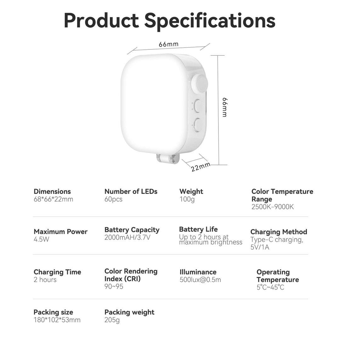 📸TELESIN Magnetic Ice Cube Light P5-BGD-03 | Portable Rechargeable LED Light for MagSafe & Mobile Vlogging