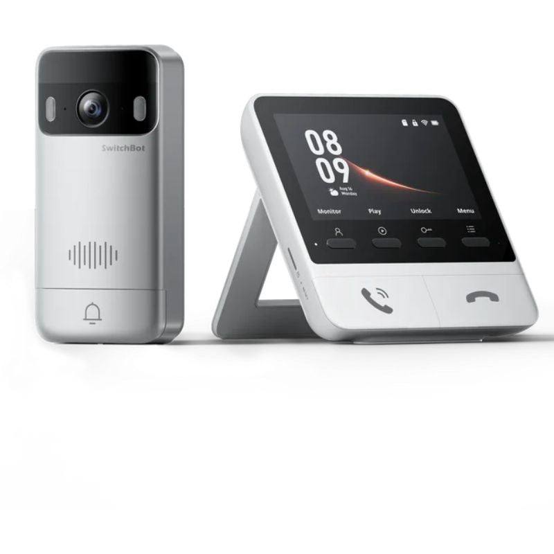 SwitchBot Smart Video Doorbell with Dedicated Indoor Monitor, 2K Quad HD Resolution, Battery Powered, Matter Compatible, and Two-Way Audio