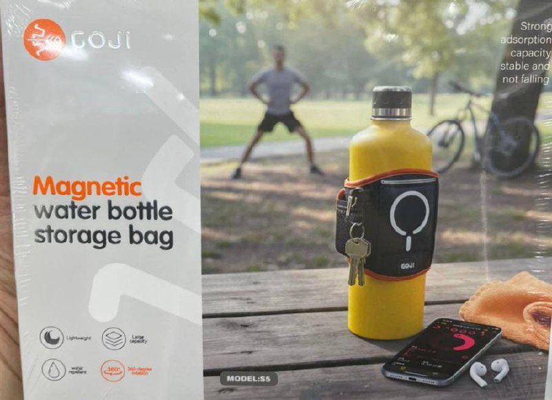 GOJI S5 Magnetic Water Bottle Sleeve – Gym Organizer with MagSafe Compatible Phone Holder & Key Hook