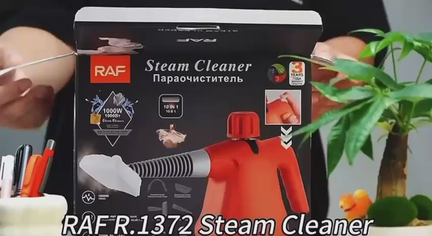 Steam Cleaner 1000W – 350ml Large Tank – 10-in-1 Multi-Purpose Cleaner with Extended Nozzle, Glass Brush, Towel Brush, and Accessories - RAF R.1372