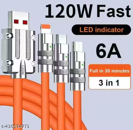 One to three data cable 120W fast charging suitable for Apple Android TYPE-C three in one phone charging cable