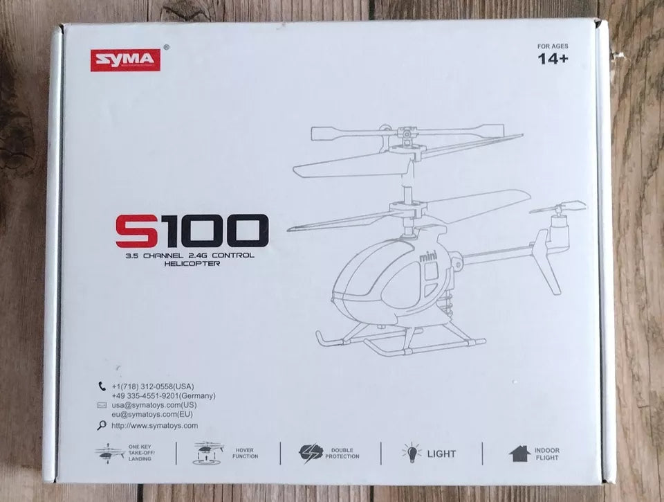 SYMA S100 Mini RC Helicopter with Gyro Stabilizer, Altitude Hold, 3.5 Channel, 5-7 Min Flight Time