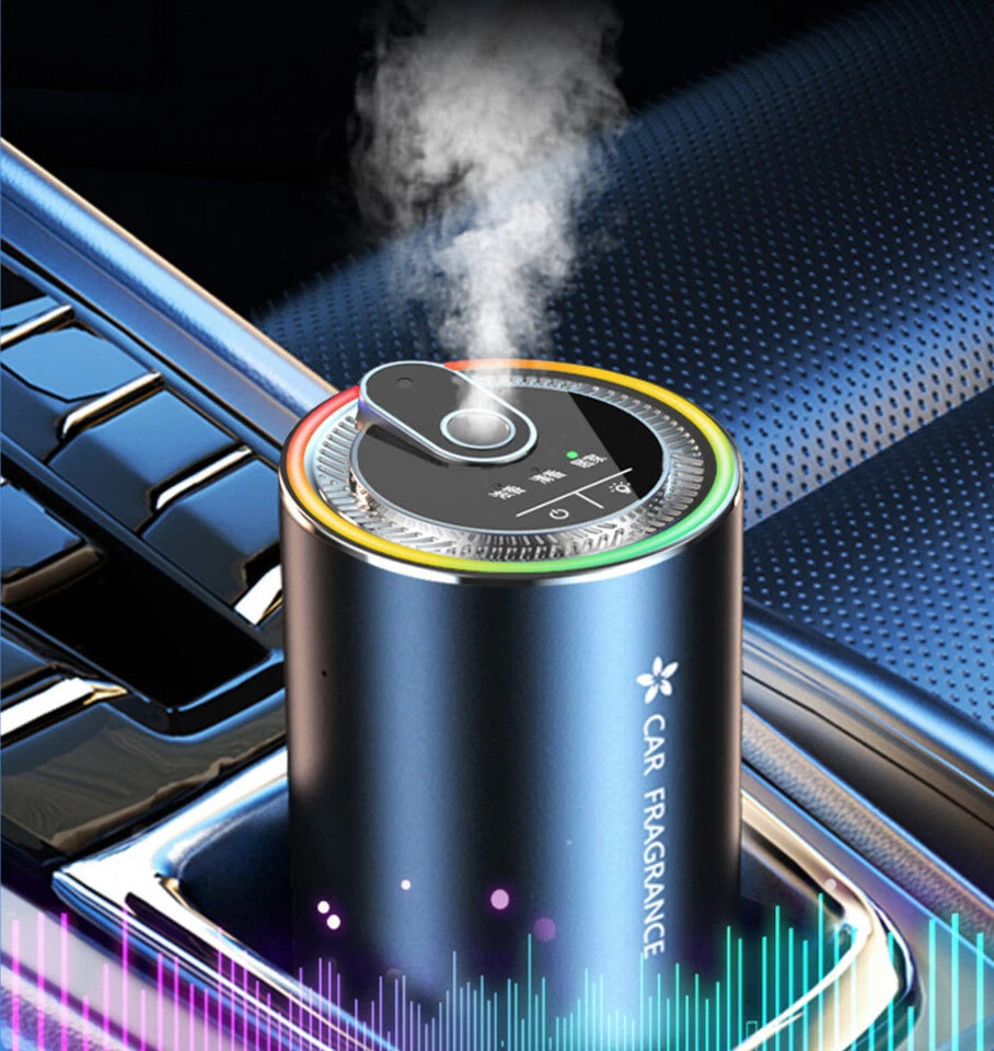 WinDawn Smart Car Air Fresheners Diffuser: Cologne Waterless Diffuser with Star Projector, 120 Days Long-lasting Perfume, Adjustable Concentration, Auto On/Off, Built-in Battery - Black