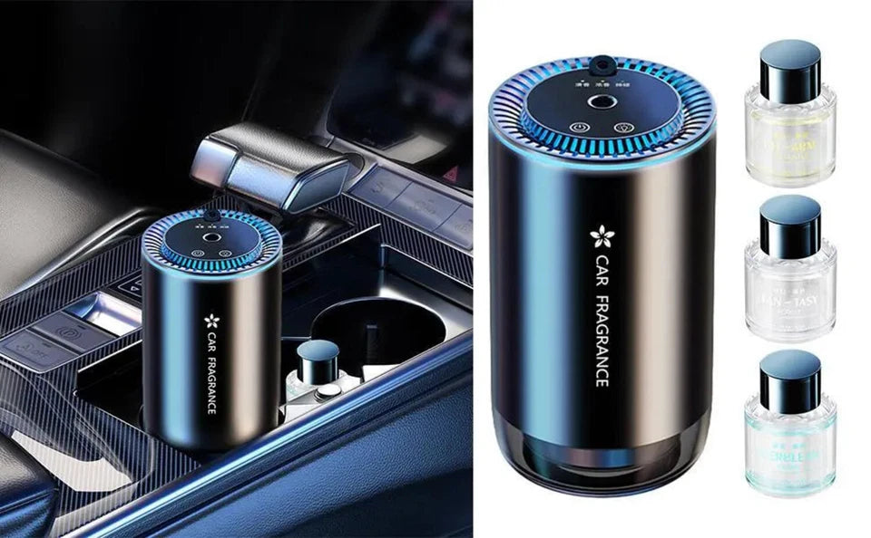 WinDawn Smart Car Air Fresheners Diffuser: Cologne Waterless Diffuser with Star Projector, 120 Days Long-lasting Perfume, Adjustable Concentration, Auto On/Off, Built-in Battery - Black