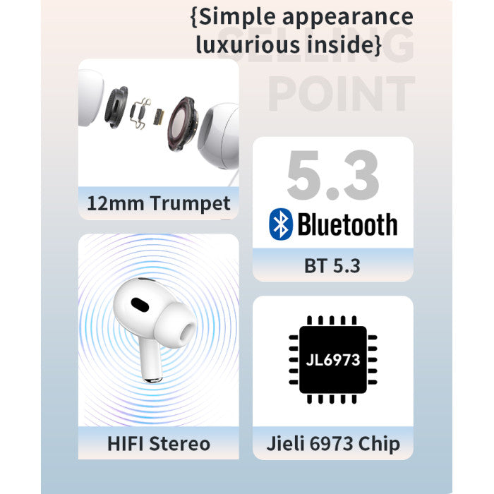 Yesido J-B-23 Bluetooth AirPods Headphones, Wireless Earbuds - White