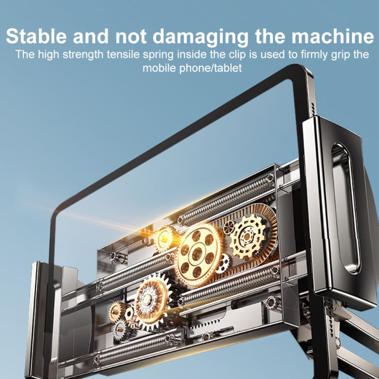 Aluminum Alloy Floor Stand - Adjustable Phone & Tablet Holder with Heavy Metal Base, Dual-Axis Spring, and Silicone Protection