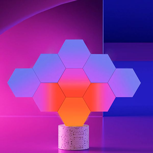 Cololight Hexagon Rhythm Kit LS166A9 – 9-Piece Smart LED Light Panels with Music Sync, App Control, Works with Alexa & Google Assistant