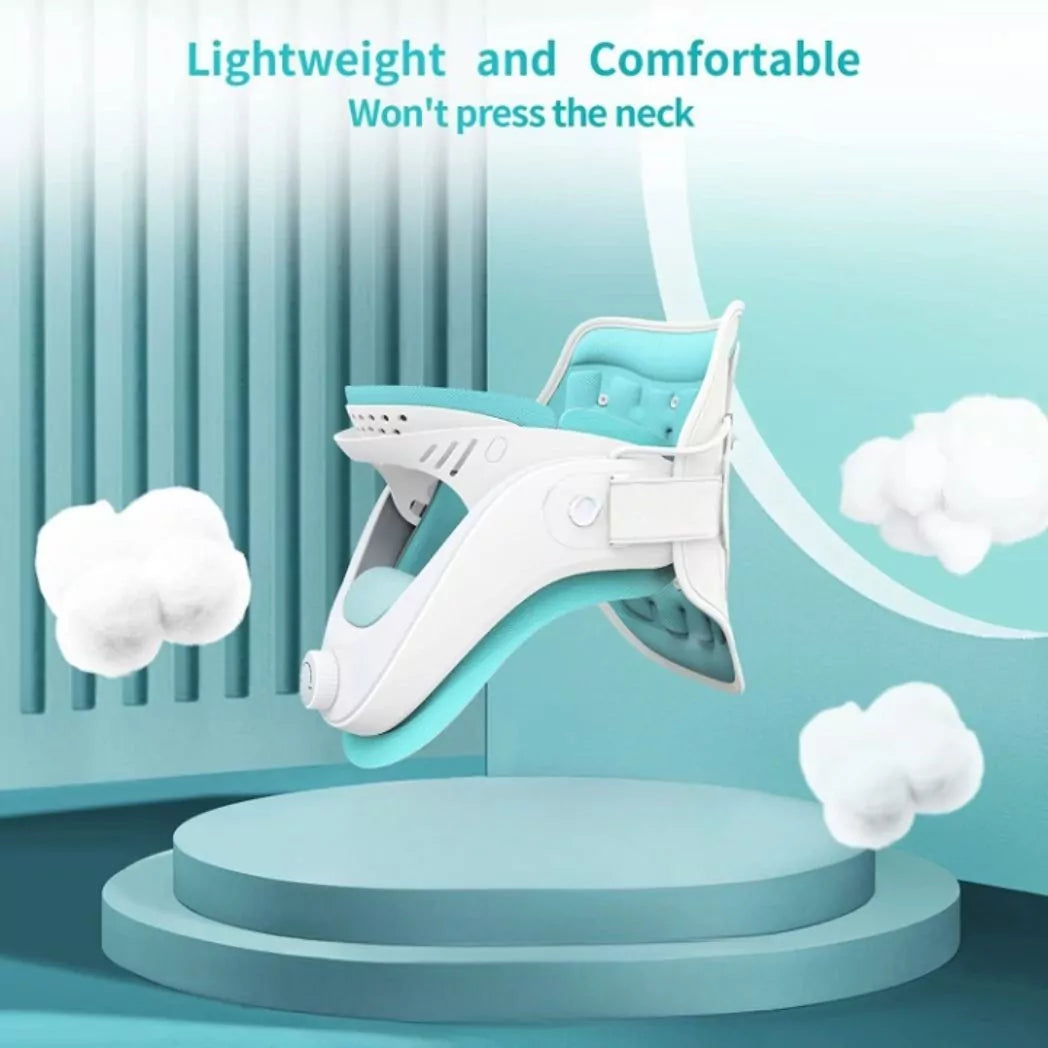 ADAK Light Blue Inflatable Neck Traction Device - Adjustable Cervical Collar, Neck Posture Corrector for Pain Relief, Best Gifts
