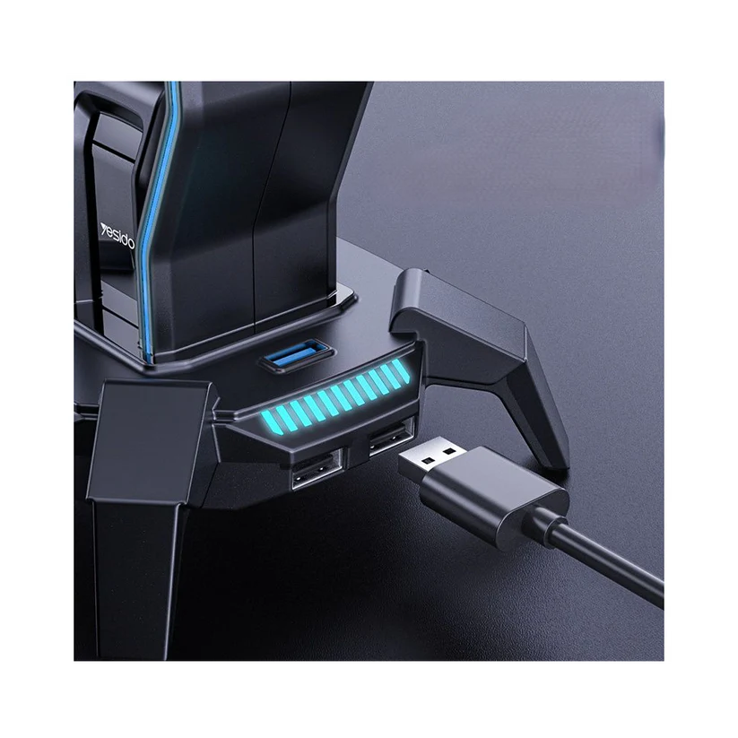Yesido HB25 3-in-1 Headset Stand with RGB Lights, USB Hub, and Audio Adapter