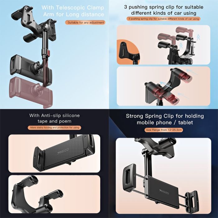 Yesido C196 Car Rearview Mirror Using Phone/iPad Holder